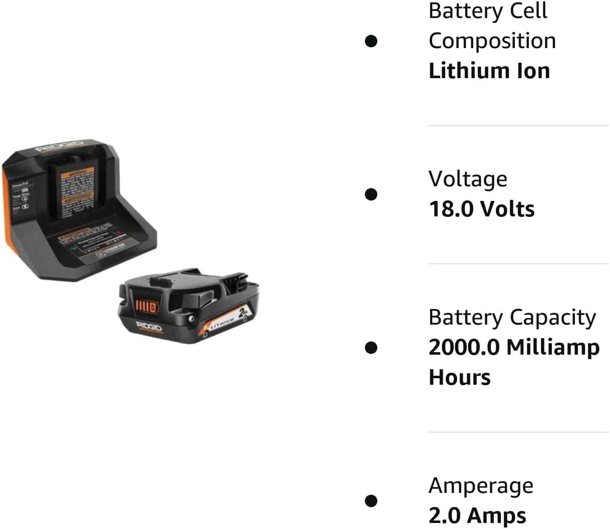 RIDGID 18V Lithium-Ion 2.0 Ah Battery and Charger Starter Kit
