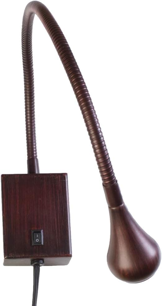 LEDupdates Gooseneck Bedside Reading LED Light Wall Mounted Bronze Finish White Light