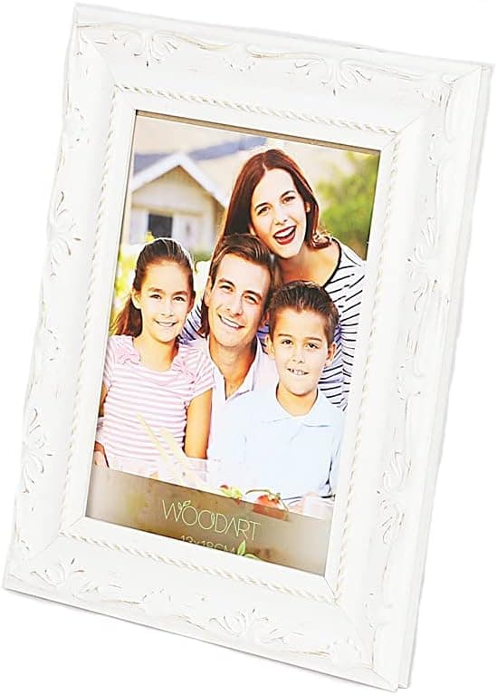WoodArt Wooden Picture Frame (8x10", White W/ Flowers)