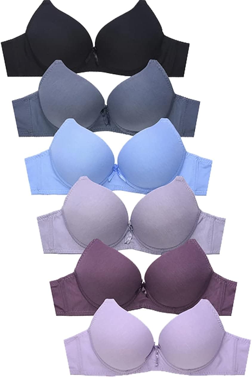 6 Piecec Full Cup/Demi Wired Gentle Pushup Push Up Bra B/C