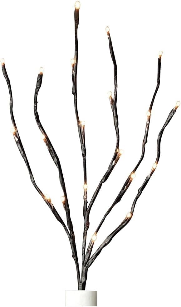 Everlasting Glow LED Battery Operated Brown Wrapped Lighted Branch, 20 Warm White Lights, 20"