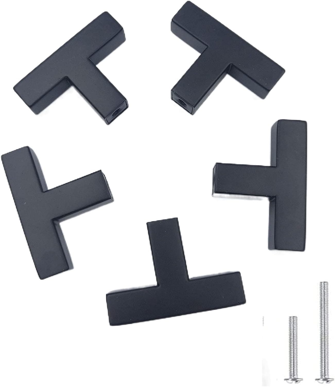 OHOME T Black Knobs for Cabinets | Black Drawer Knobs 5pcs Square Corner Bar Cabinet Door Handles Stainless Steel Kitchen Cabinet Knobs for Cabinets Hardware Knobs Single Hole Pulls Drawer Knobs