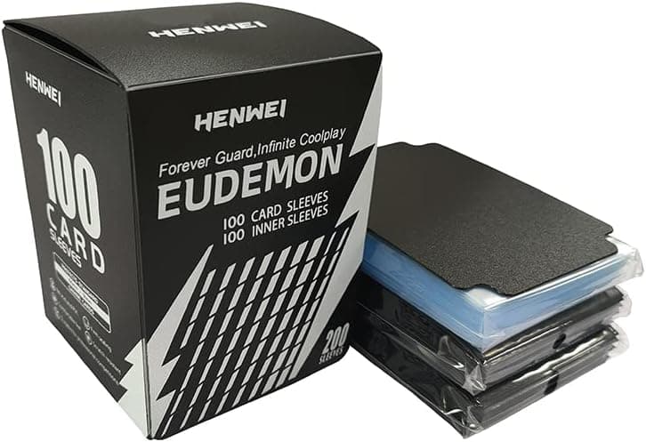 HENWEI 100+ Deck Box Protector with Cards Sleeves, 200ct Standard Sized Trading Cards Sleeves for MTG Gathering Game Upgraded Version(Black)
