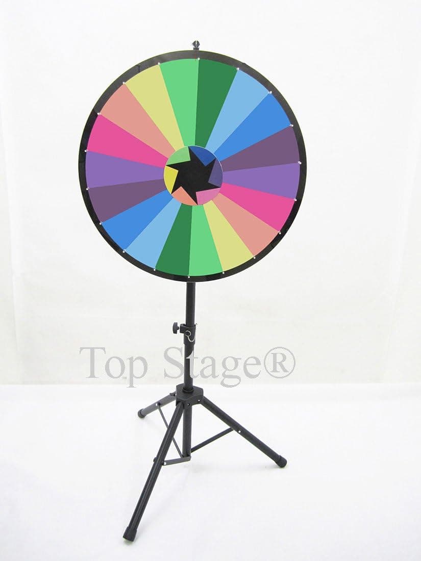 Prize Spin Wheel with Color Dry Eraser, Trade Show Fortune Game Roulette Spinner (30" Wheel, 60" Tripod Stand)