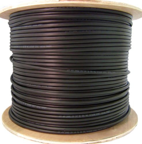 CAT6, CMXT Outdoor / Direct Burial, Waterproof Tape, 550MHz, Solid, Black, 1000 ft, Spool -