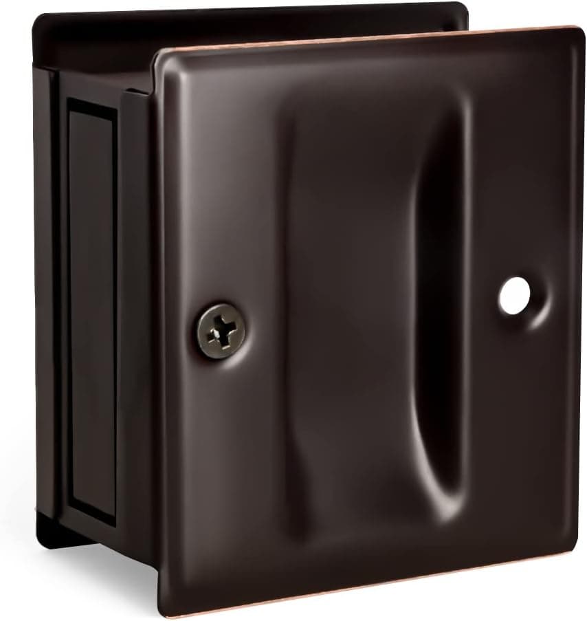 HOMOTEK Privacy Pocket Door Pull Without Switch Plate - Replace Old Or Damaged Passage Sliding Door Pull No Lock Quickly and Easily, 2-3/4”x2-1/2”, for 1-3/8” Thickness Door, Oil Rubbed Bronze