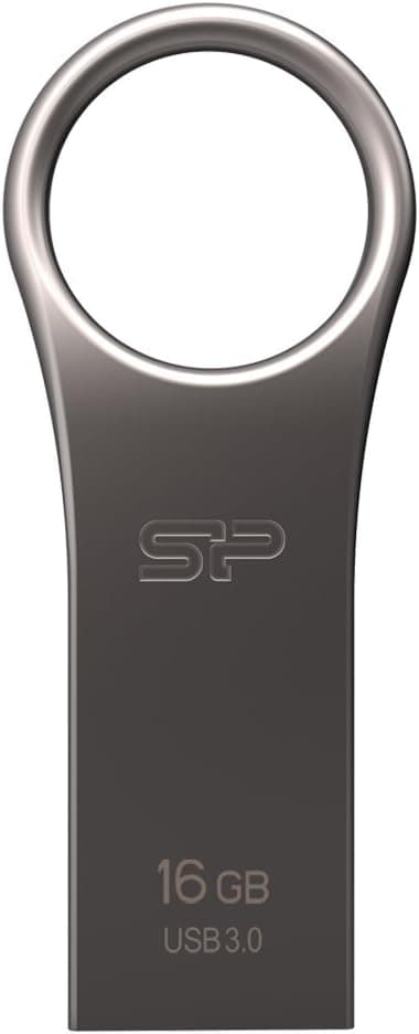 Silicon Power 16GB Jewel J80 USB 3.0 Flash Drive, Titanium (SP016GBUF3J80V1T)