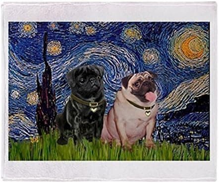 CafePress Starry Night Pug Pair Throw Blanket Super Soft Fleece Plush Throw Blanket, 60"x50"