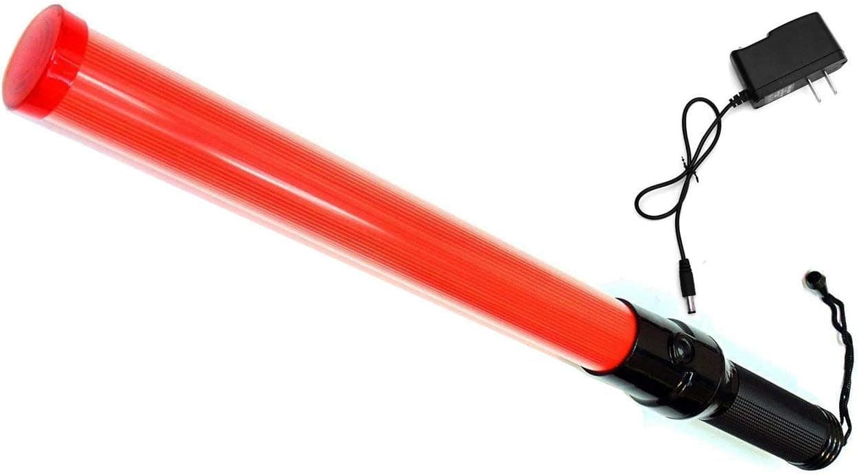 iMBAPrice 21" Long Traffic Safety Rechargeable Flashing LED Light Control Wand Baton Flashlight with Blinking and Steady-glow Flashing modes for Parking Guides
