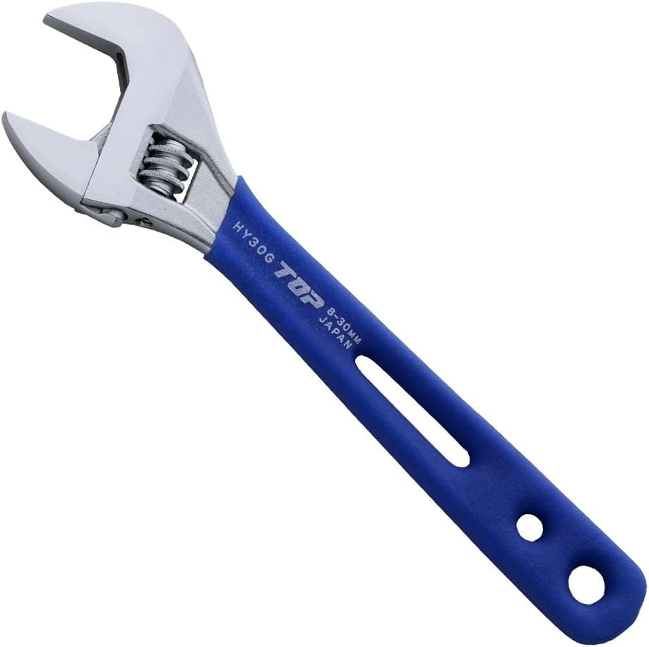 TOP 8 inch Adjustable Wrench with Ergonomic Grip | Thin and Light Body for Tight Spaces | Super Heavy Duty Extra Wide Opening Jaw Crescent Wrench | Made in Japan