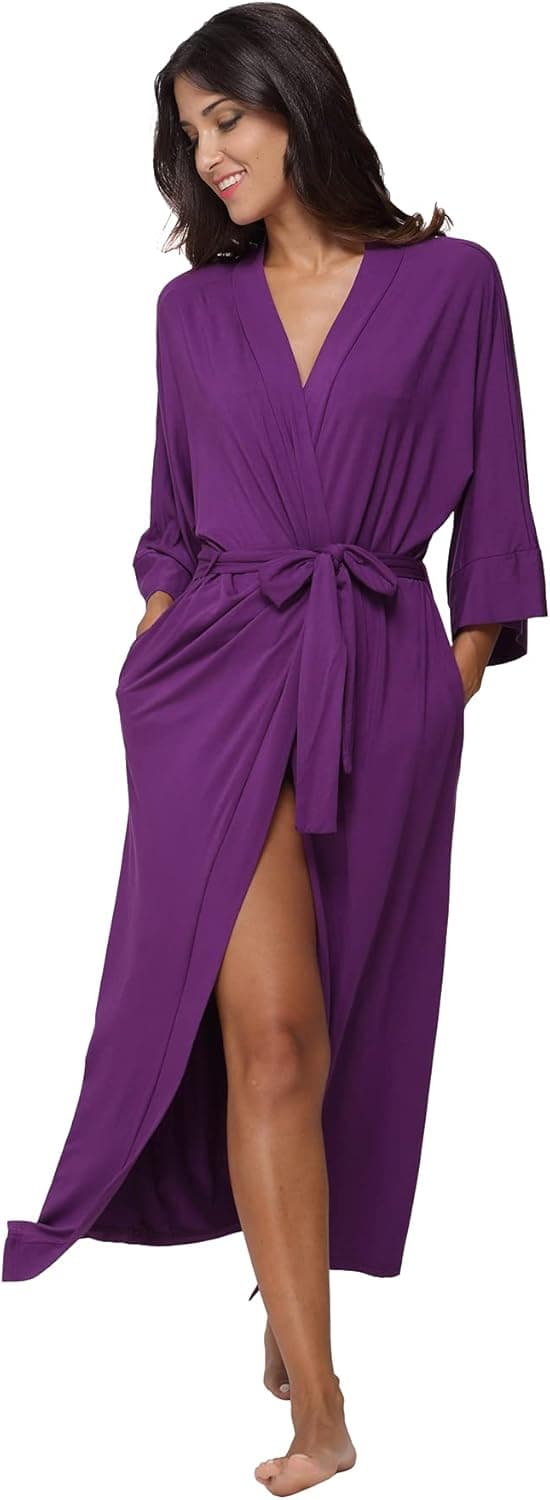 Women's Soft Robes Long Bath Robes Full Length Kimonos Sleepwear Dressing Gown,Solid Color