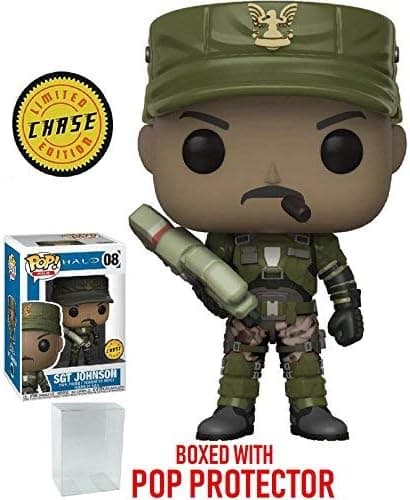 Funko Pop! Games: Halo - Sergeant Johnson CHASE Variant Limited EditionVinyl Figure (Bundled with Pop Box Protector Case)