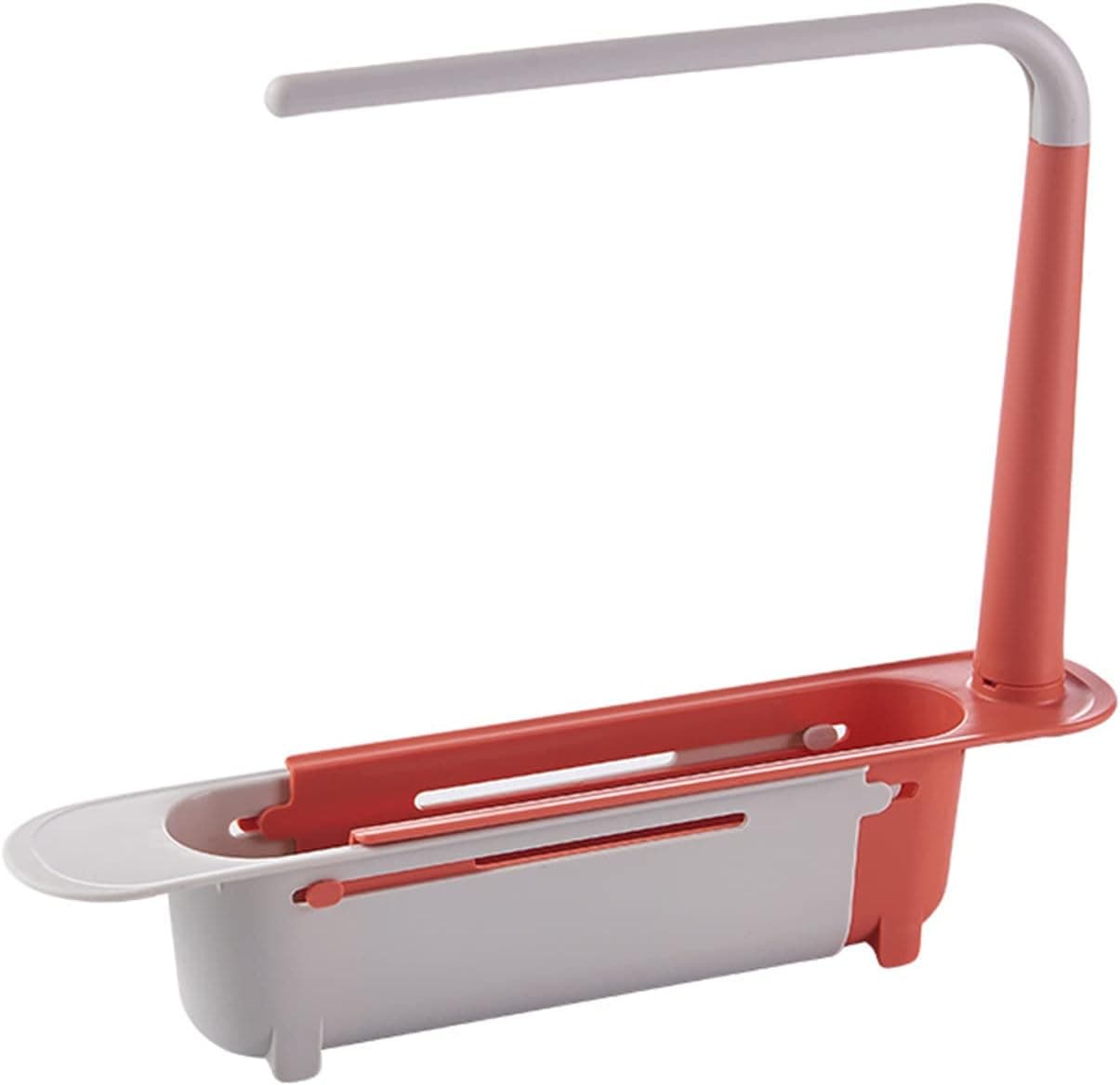 kkjj Telescopic Sink Holder, Expandable Kitchen Sink Organizer Rack Sponge Caddy Sink Storage Rack Holder Adjustable Sink Red Kitchen Sink Organizer Dish Cloth Hanger for Home Kitchen SY30