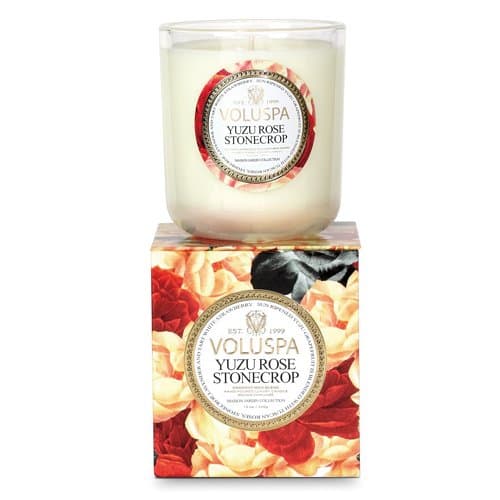 Voluspa Yuzu Rose Stonecrop Classic Maison Boxed Candle, 12 Ounce