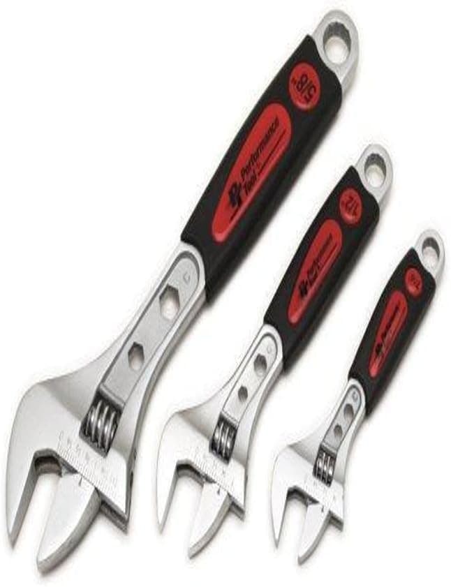 Performance Tool W30703 3 Piece Cushion Grip Adjustable Wrench Set