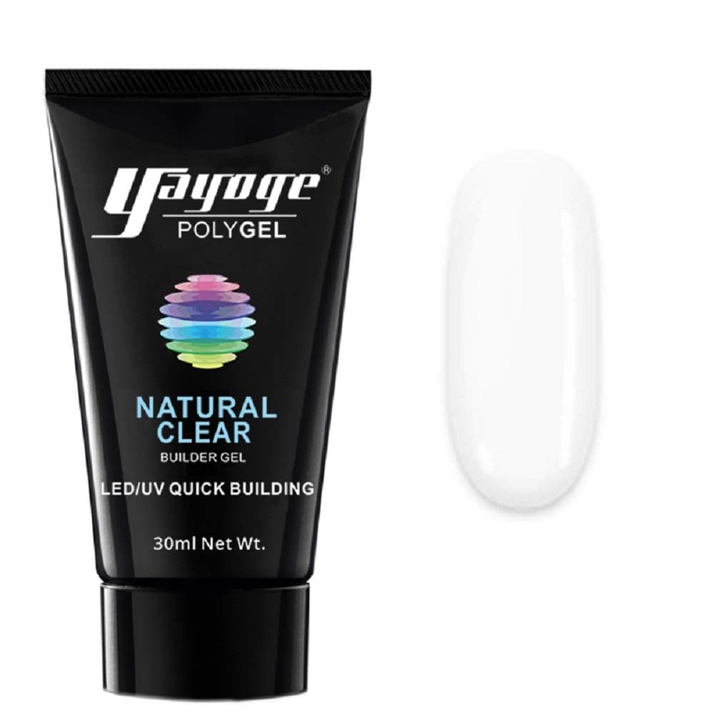 Yayoge Poly Nail Gel 30ml Clear Nail Gel for Nail Art DIY Salon and at Home (Clear)