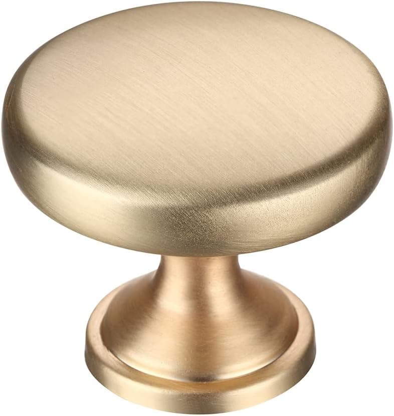AITITAN 10 Pack Gold Cabinet Knobs Brushed Brass Cabinet Knobs Heavy Duty Knobs for Cabinets and Drawers - Sold Single Hole Kitchen Cabinet Knobs Gold, Brass Drawer Knobs and Gold Dresser Knobs