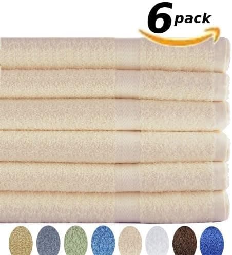 Utopia Cotton Bath Towel 27-Inch x 54-Inch 400GSM, 6-Pack, Ivory