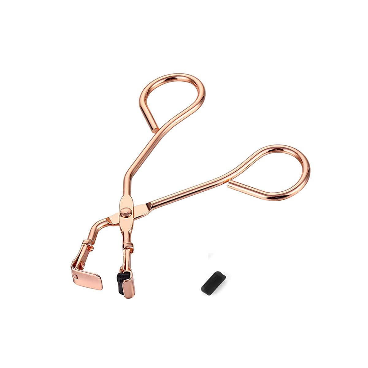 Silicone Eyelash Curler With Refill Pads 17IF No Pinching Mini Lash Curler for Dramatic Lash Look and Fits All Eyelash Shapes (Rose Gold)