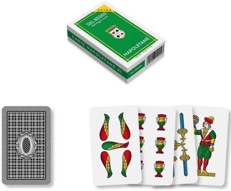 Dal Negro Napoletane 81 Extra 014004 Italian Regional Playing Cards, Green Case - Deck of 40 Cards [ Italian Import ]