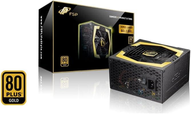 FSP Group 600W ATX POWER SUPPLY 80PLUS GOLD Certified compatible with Intel Core i3 /i5/i7 and Supports Intel Latest Platform (AURUM GOLD 600)