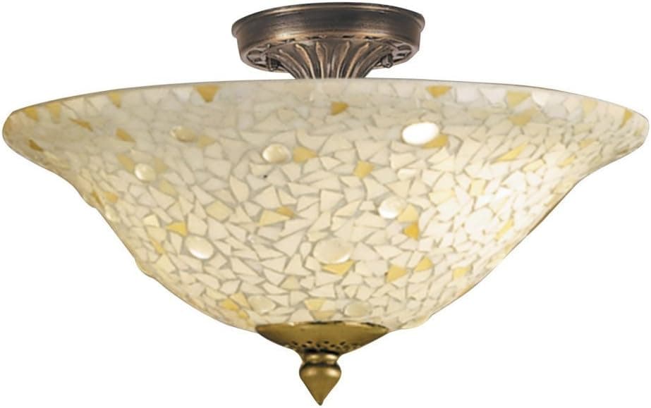 Dale Tiffany 8565/3LTF Mosaic/Clear Flush Mount Light, Antique Bronze and Mosaic Shade