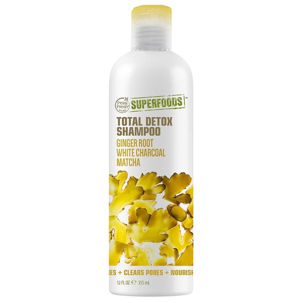 Petal Fresh SuperFoods Total Detox Shampoo (Ginger Root, White Charcoal & Matcha) Clears Pores, Nouriches Scalp & Color Safe - Color Safe, 12 fl oz