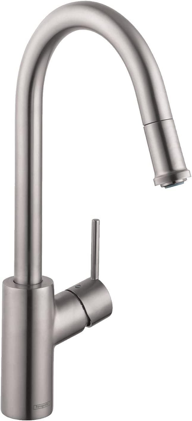 hansgrohe Talis S² Easy Install Kitchen Faucet 1-Handle 16-inch Tall Pull Down Sprayer Magnetic Docking Spray Head Wide Reach in Stainless Steel Optic, 14872801