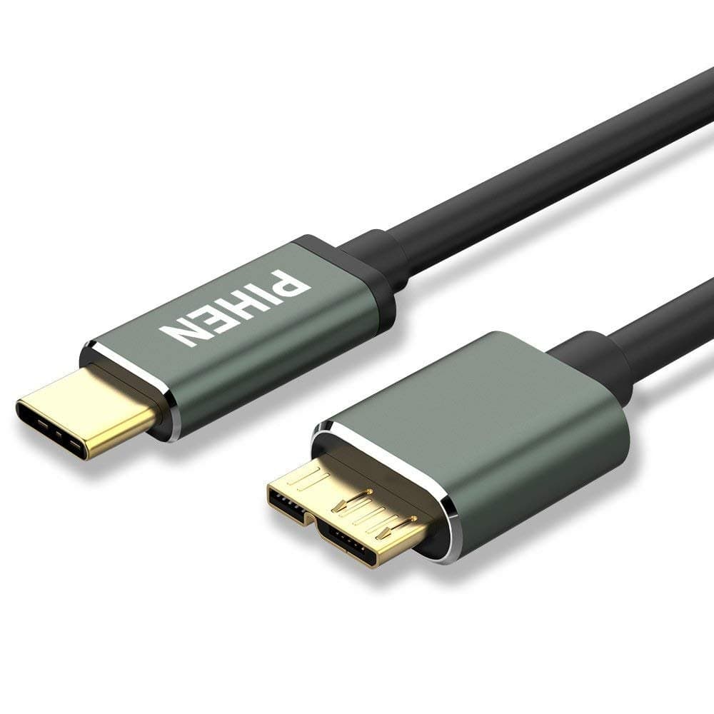 USB C to Micro B Cable,PIHEN USB Type-C to Micro B 3.1 Charge & Sync Cord with Aluminum Connector,Data Wire for Toshiba Canvio, Seagate,WD External Hard Drive, MacBook,Chromebook Pixel and More(1.5FT)