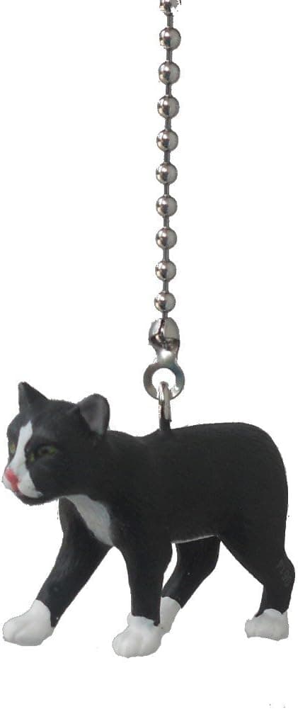 Black & White MANX CAT vinyl ceiling Fan Pull light chain