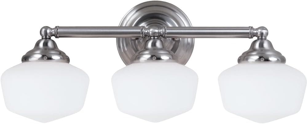 Sea Gull 44438BLE-962 Academy 3-Light Vanity Fixture, Brushed Nickel