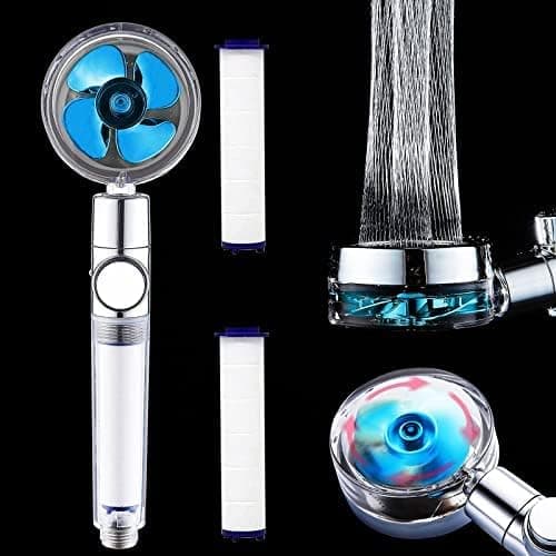 Hydro Jet Power High Pressure Shower Head, The fiji Fan Vortex Turbo Spa Drive Shower Head, Propeller Driven Shower Head with Filter, Hydrojet Shower Head Handheld Turbocharged
