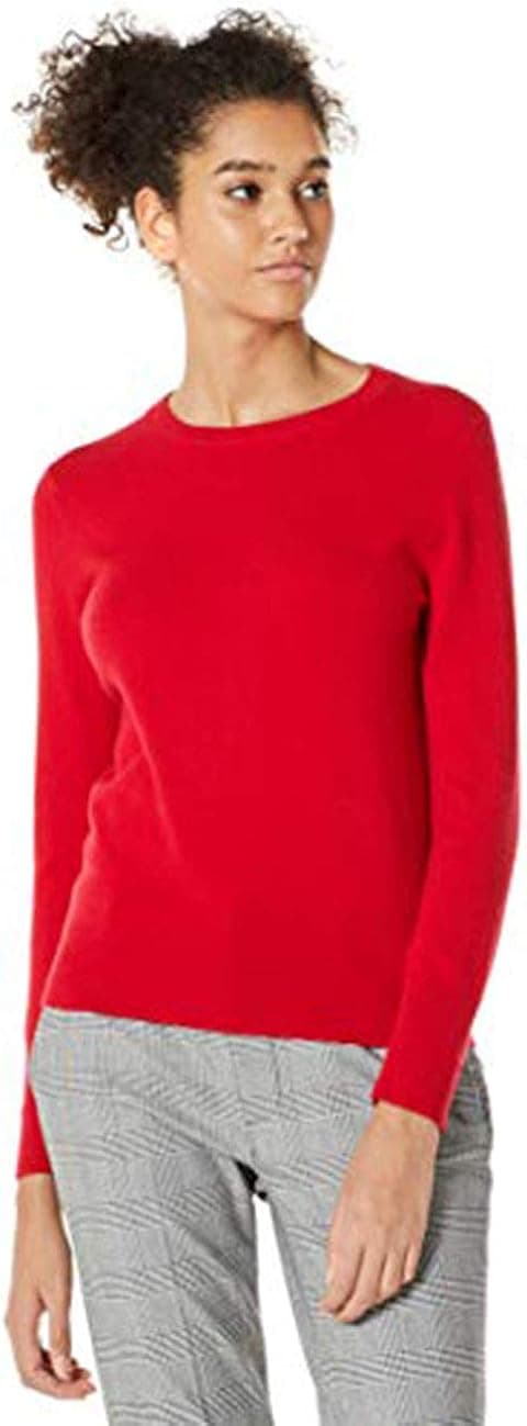 Peplum Pointe Women s 100% Cashmere Long Sleeve Lightweight Sweater Knit Pullover(Red,M/4-6)