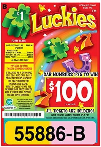 Luckies $100 Bingo Pull Tab Event Game, All Tickets Playable