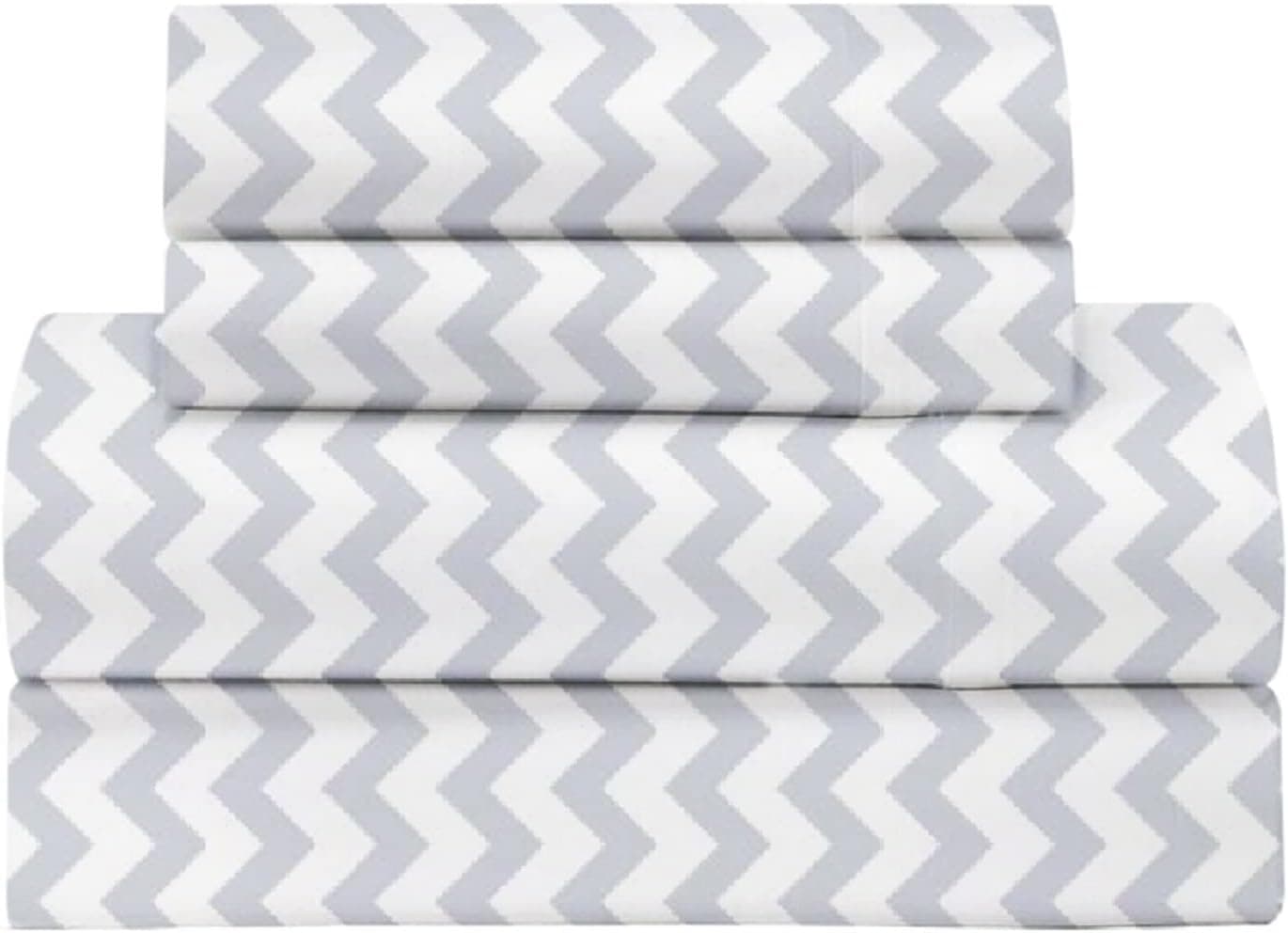 Sheet Set Twin Size with Pillowcase Egyptian Cotton Sheets 4 Piece Set with Deep Pockets 21 Inch Soft & Comfortable Hotel Quality Bedding Includes Fitted sheet Flat sheet 2 Pillowcases (Chevron Grey)