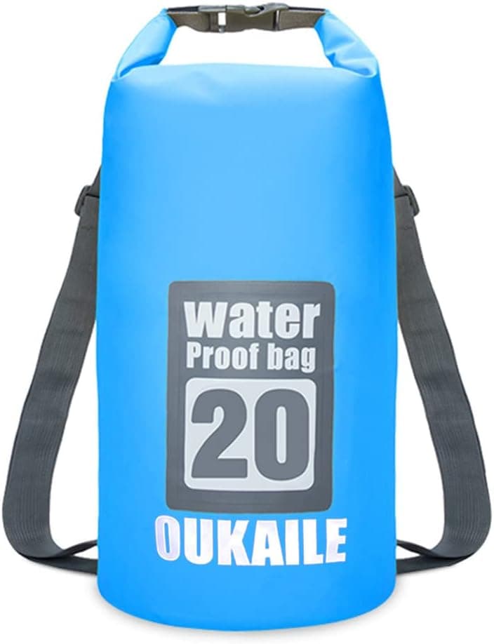 OUKAILE Floating Dry Bags Waterproof 10L/15L/20L/30L Marine Dry Sack, Roll Top Sack Keeps Gear Dry For Kayaking, Boating, Canoeing, Swimming, Hiking, Camping, Rafting (BLUE,20L)