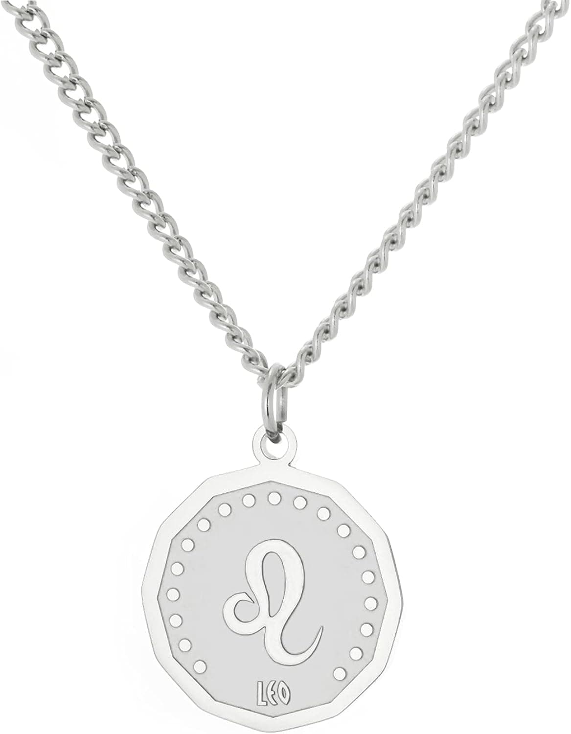 DAIRDIS Zodiac Necklace for Women Men Stainless Steel 3mm Chain 22inch Constellation Sign Pendant Lucky Charm Jewelry Gifts