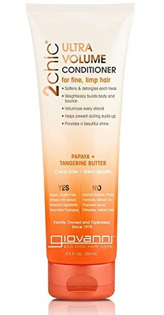 GIOVANNI 2chic Ultra-Volume Conditioner, 8.5oz. - Daily Volumizing Formula with Papaya & Tangerine Butter, Promotes Weightless Control for Fine Limp Thin Hair, No Parabens, Color Safe