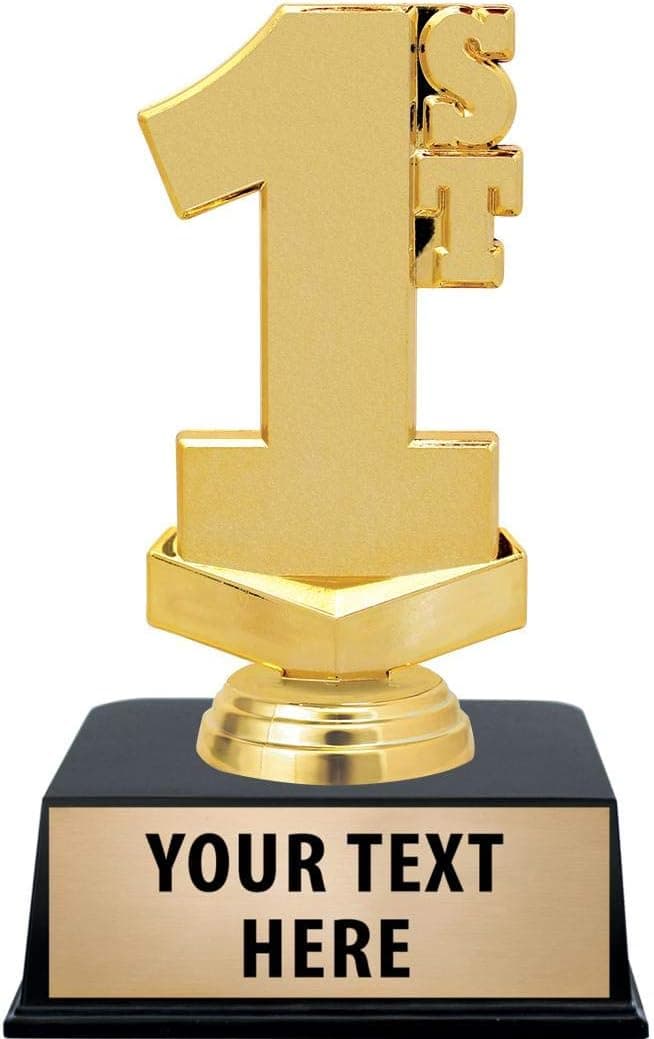 Crown Awards 1st Place Trophies with Custom Engraving, 6" Personalized First Place Award Trophy On Black Base Prime