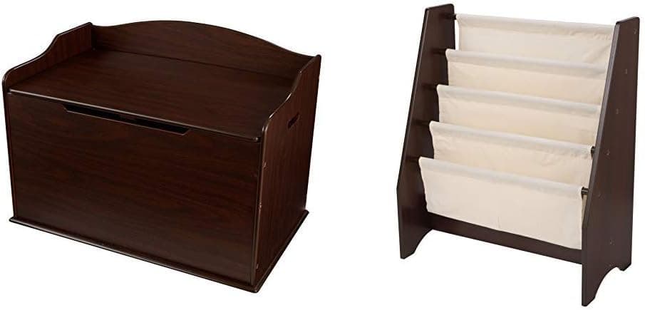 Austin Toy Box & KidKraft Sling Bookshelf, Espresso