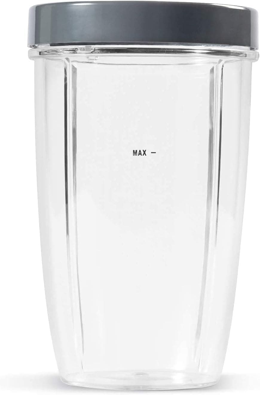Nutribullet Blender 24 Ounce Tall Cup with Standard Lip Ring, Compatible with Nutribullet Replacement Parts 24 oz for NutriBullet 600W and 900W, Clear/Gray