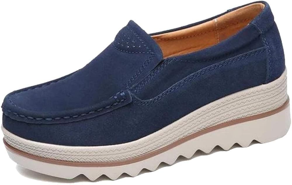 Freeship Deals Women Comfy Slip-On Platform Shoes Women Platform Slip On Loafers Comfort Wedge Shoes