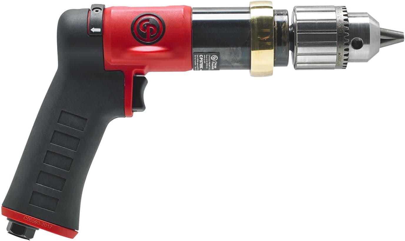 Chicago Pneumatic CP9789C - Air Power Drill, Hand Drill, Power Tools & Home Improvement, 1/2 Inch (13 mm), Keyed Chuck, Pistol Handle, 0.47 HP / 350 W, Stall Torque 10.3 ft. lbf / 14 Nm - 840 RPM