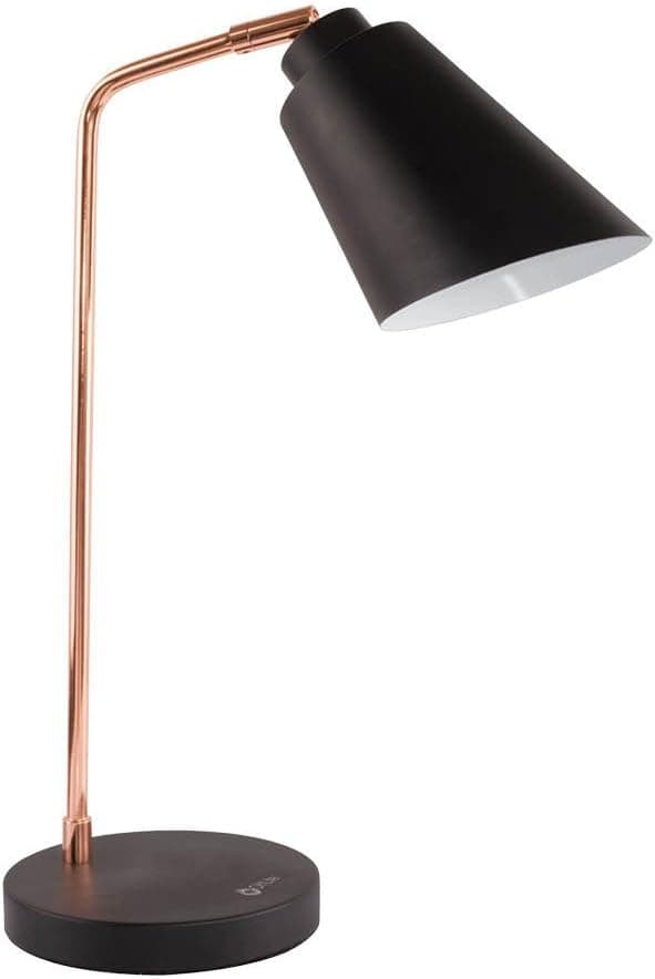 OttLite Pearson LED Table Lamp with Copper Arm | Rocker Switch, Adjustable Shade | Great for Desk, Office, Home, Dorm, Bedroom, College, Nightstand, Living Room, Studio