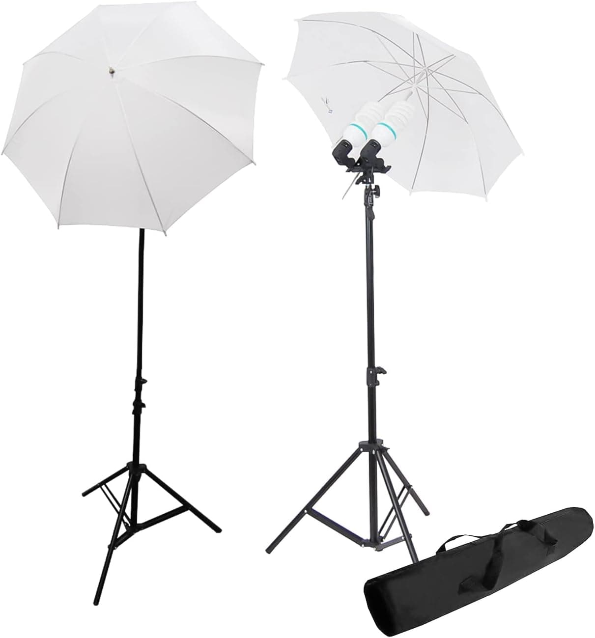 LimoStudio 1200 Watt Photography Video Photo Portrait Studio Umbrella Continuous Lighting Kit with [4x] 85 Watt Daylight CFL Bulb 5500K and Umbrellas, Case for Product, Portrait and Video Shoot, AGG336