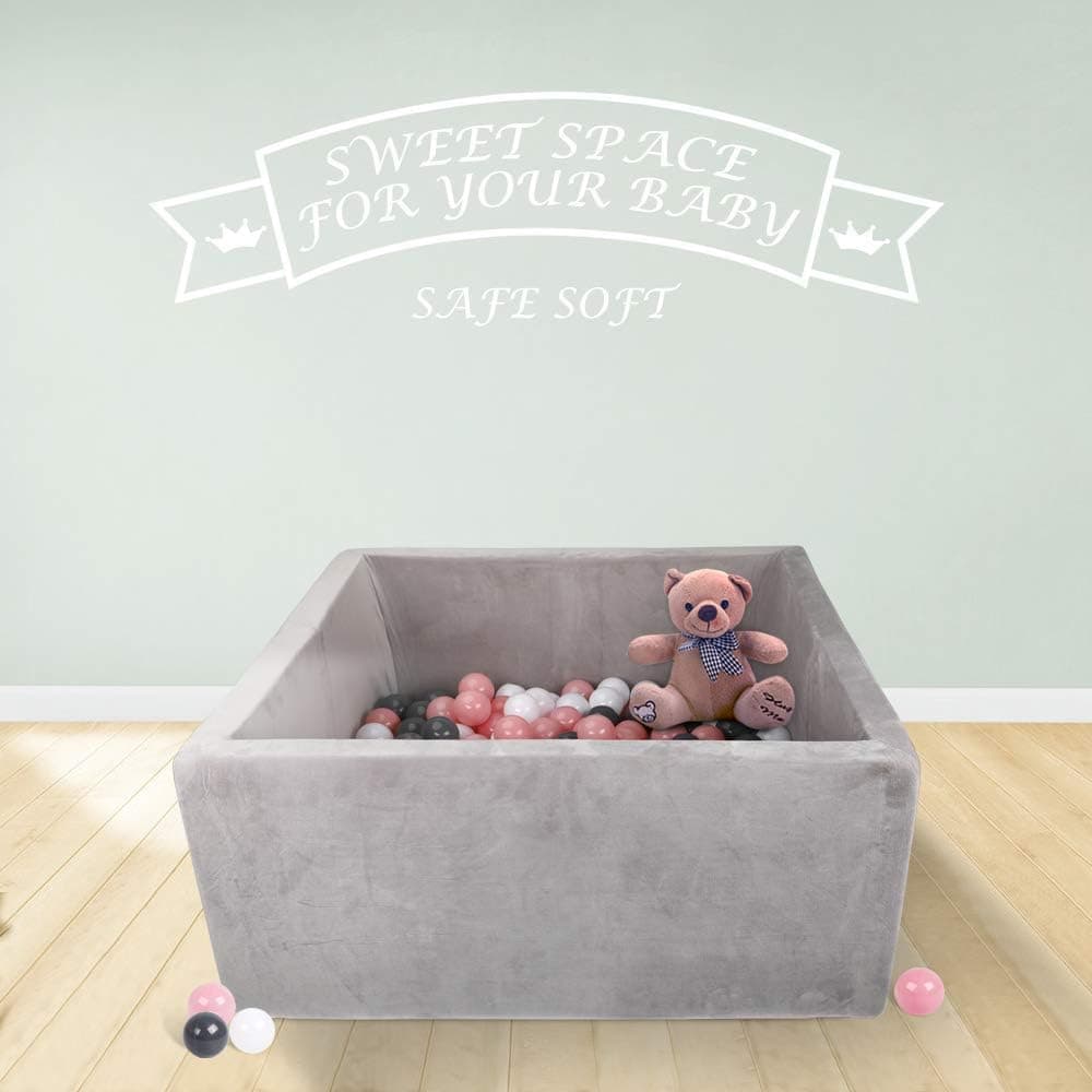 Triclicks Deluxe Square Kids Ball Pit Kiddie Balls Pool Soft Baby Playpen Indoor Outdoor - Ideal Gift Play Toy for Children Toddler Boys Girls (Grey)