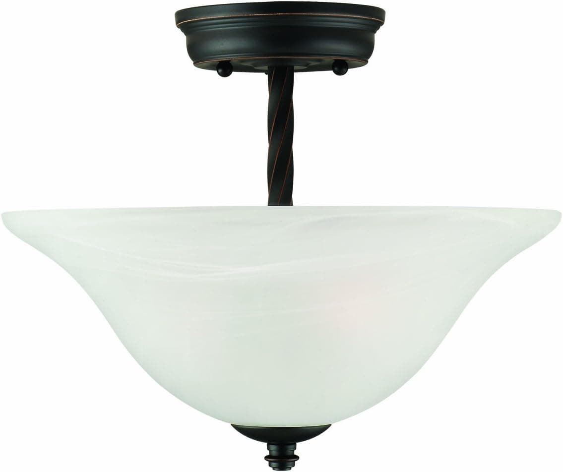 Design House 514935 Drake 2 Light Semi Flush Mount Ceiling Light, Oil Rubbed Bronze