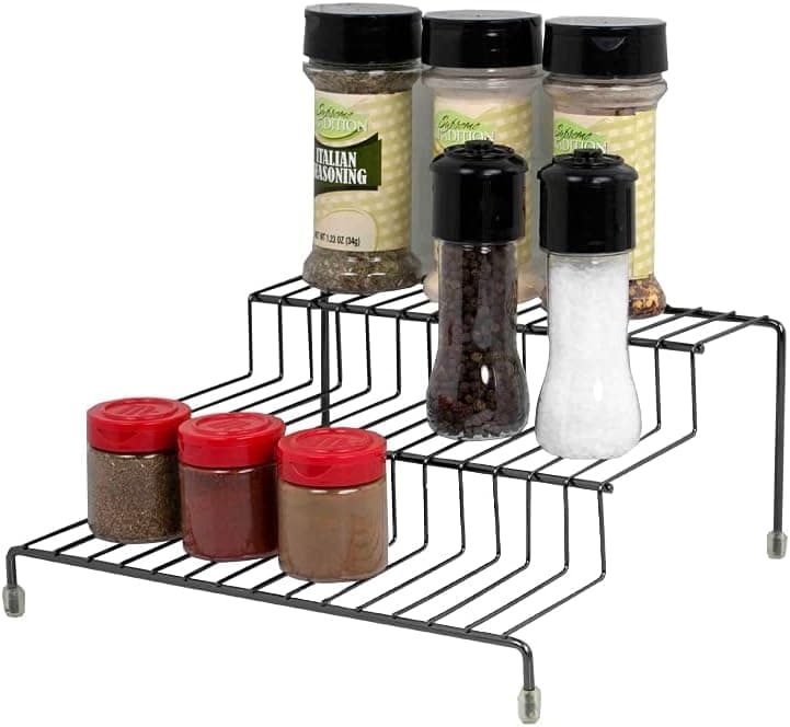 Home Basics Durable Kitchen Seasoning Spice Rack Shelf in Onyx, Black