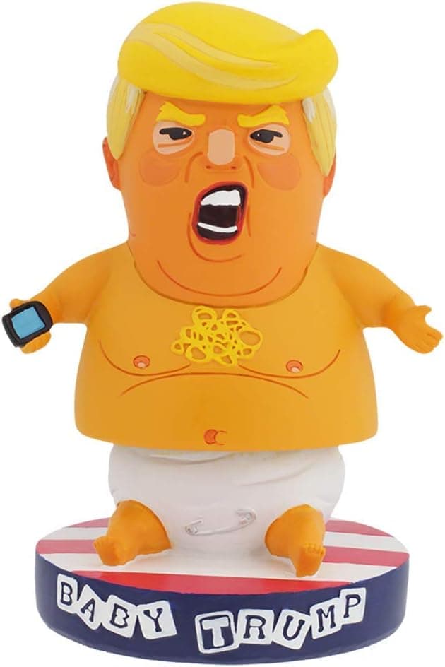 Royal Bobbles Baby Trump Blimp BobbleHIPS Bobblehead, Limited Edition Funny Toddler President w/ Cellphone & American Flag Base, Political Figurine