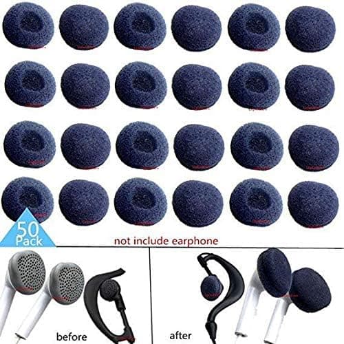 Soft Foam Earbud Headphone Ear Pads Replacement Sponge Covers Tips Foam Cushions Pad Protector Earplugs for Earphone Headset Earpiece MP3 MP4 Moblie Phone ect, Diameter 18MM, Grey Color, Pack of 50